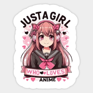 Pink-Haired Anime Admirer Illustration Sticker